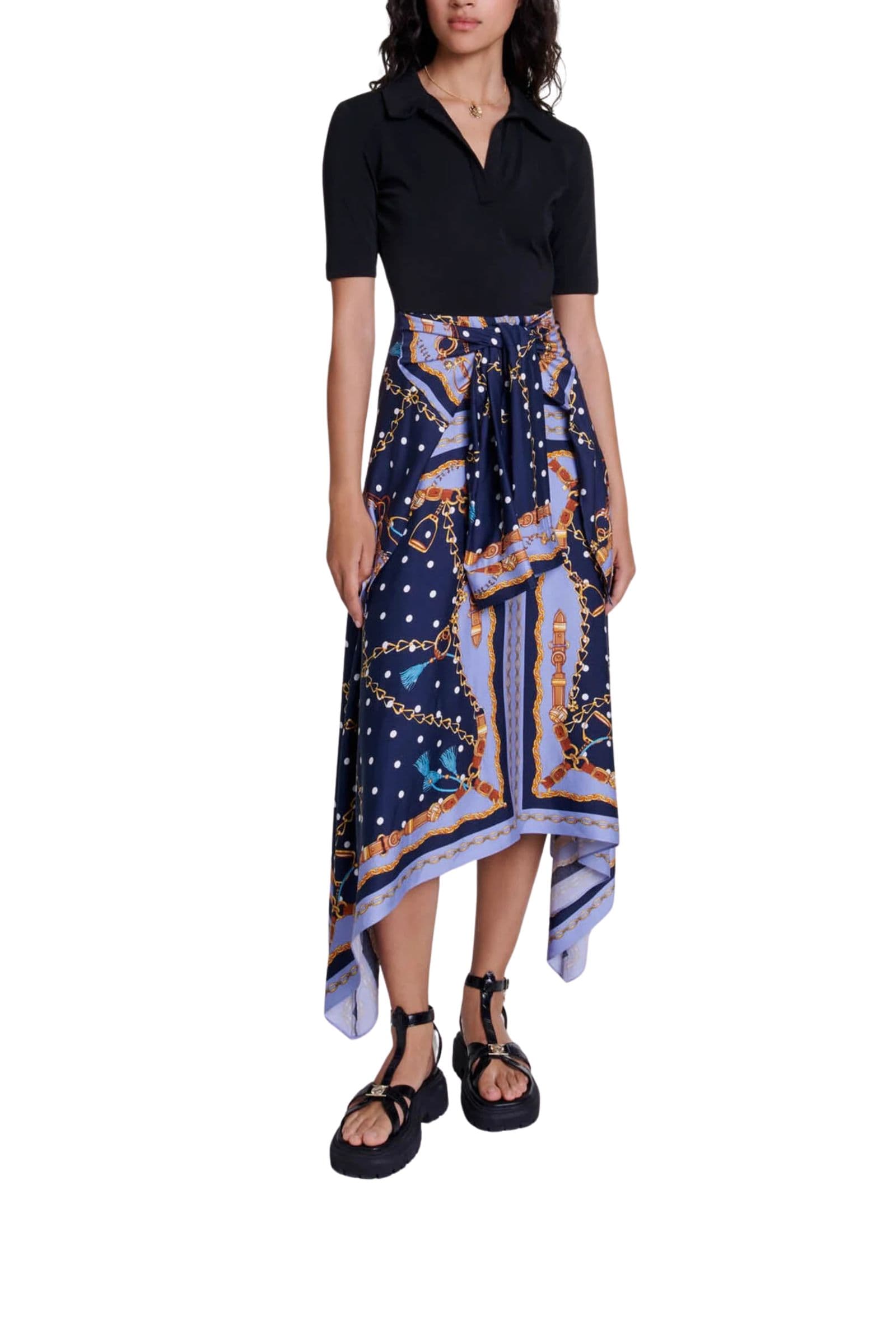 Loue Robe Maje effet foulard noué | Extended