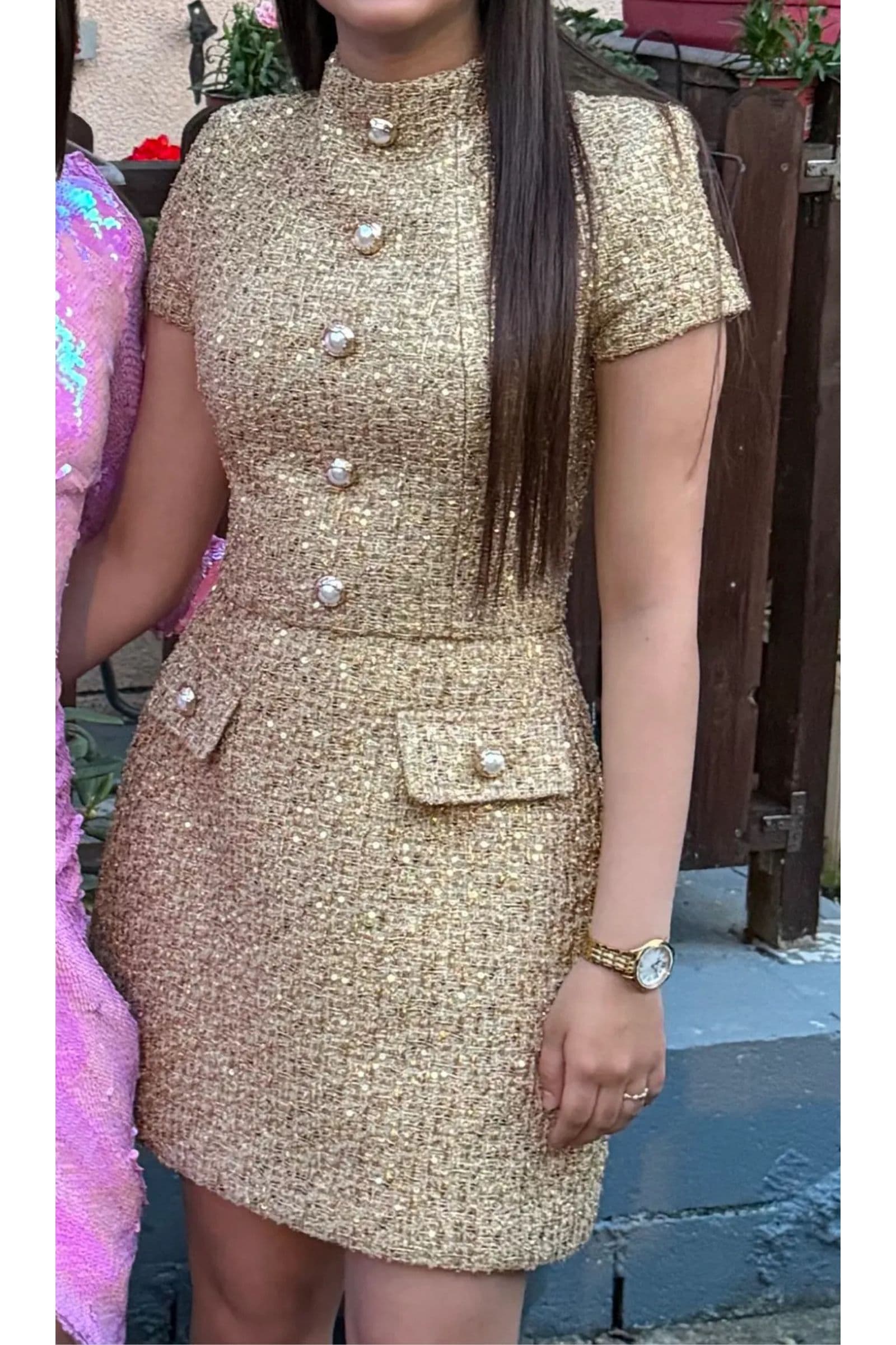 Loue Robe Nadine Merabi doré  | Extended