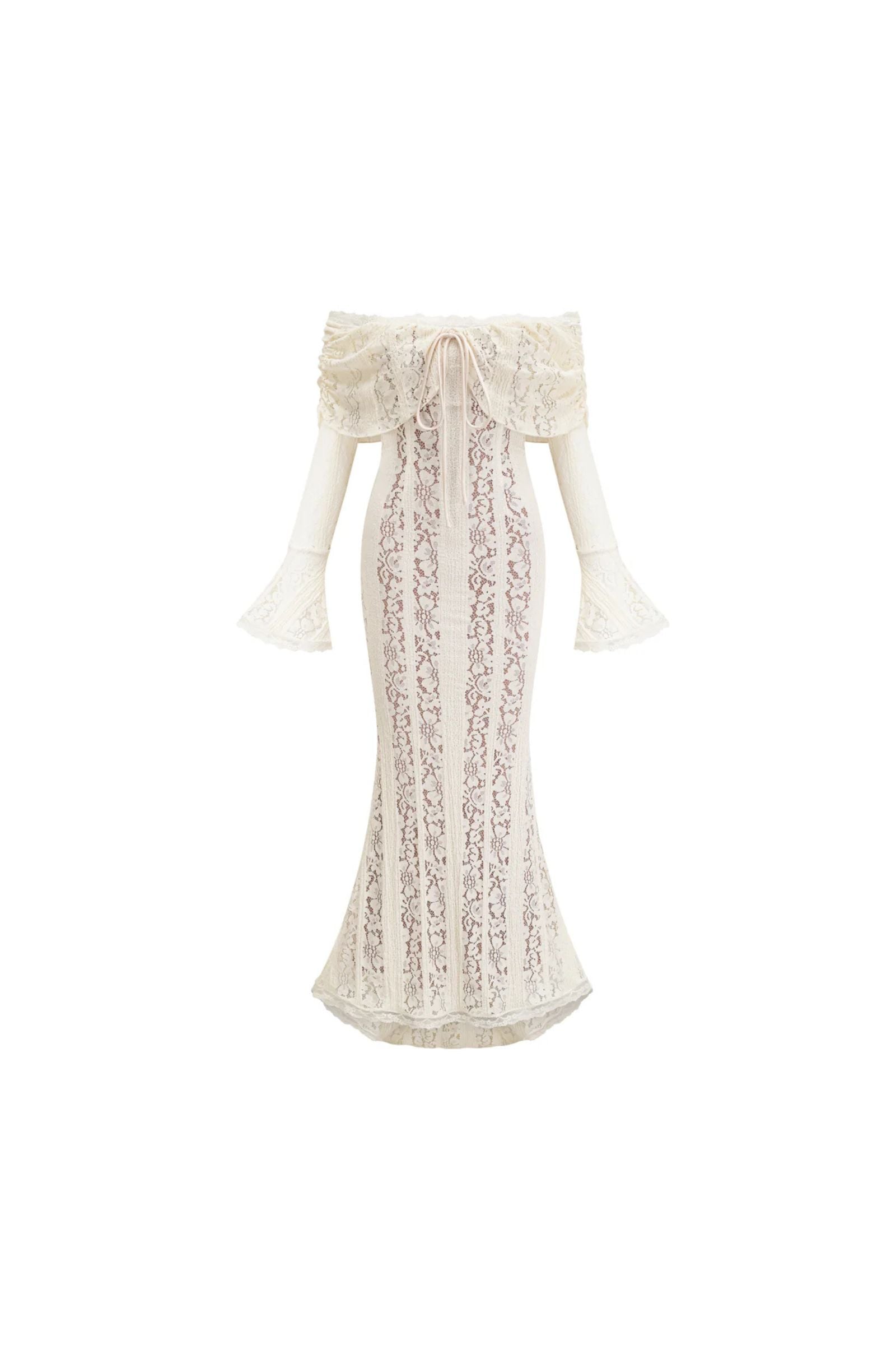 Loue Robe longue blanche en dentelle  | Extended