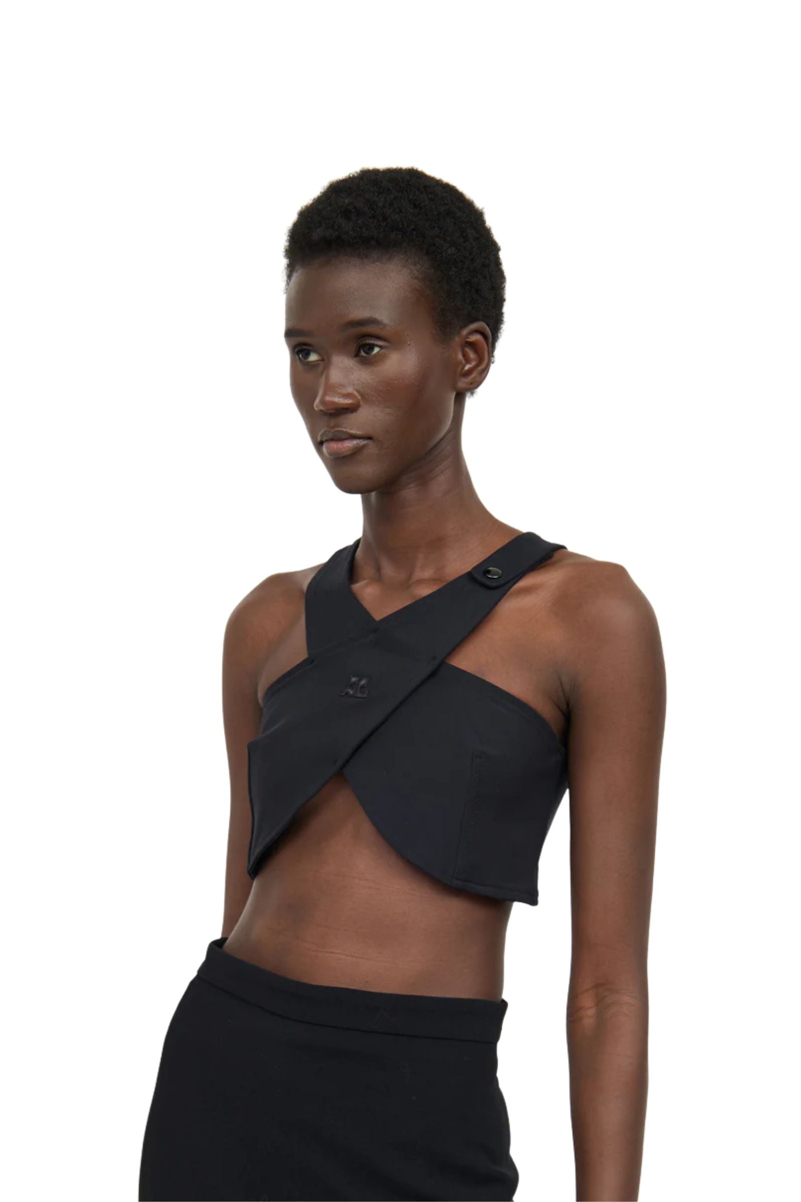 Loue Top court noir croisé | Extended