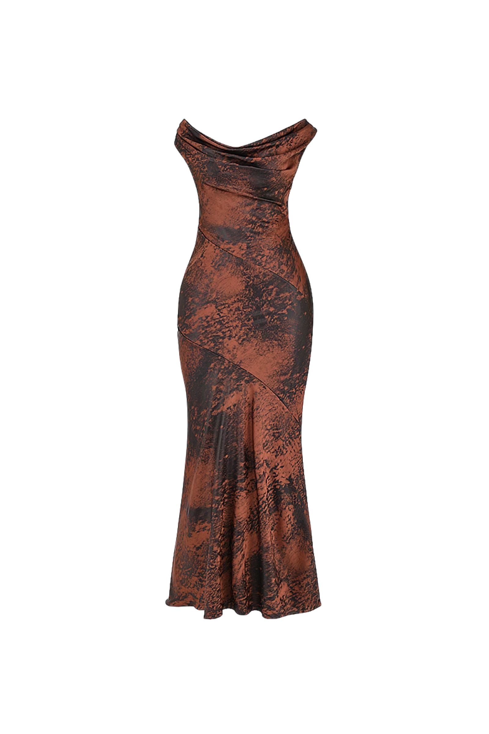 Loue House of CB Alaina Antique copper bias cut maxi dress | Extended