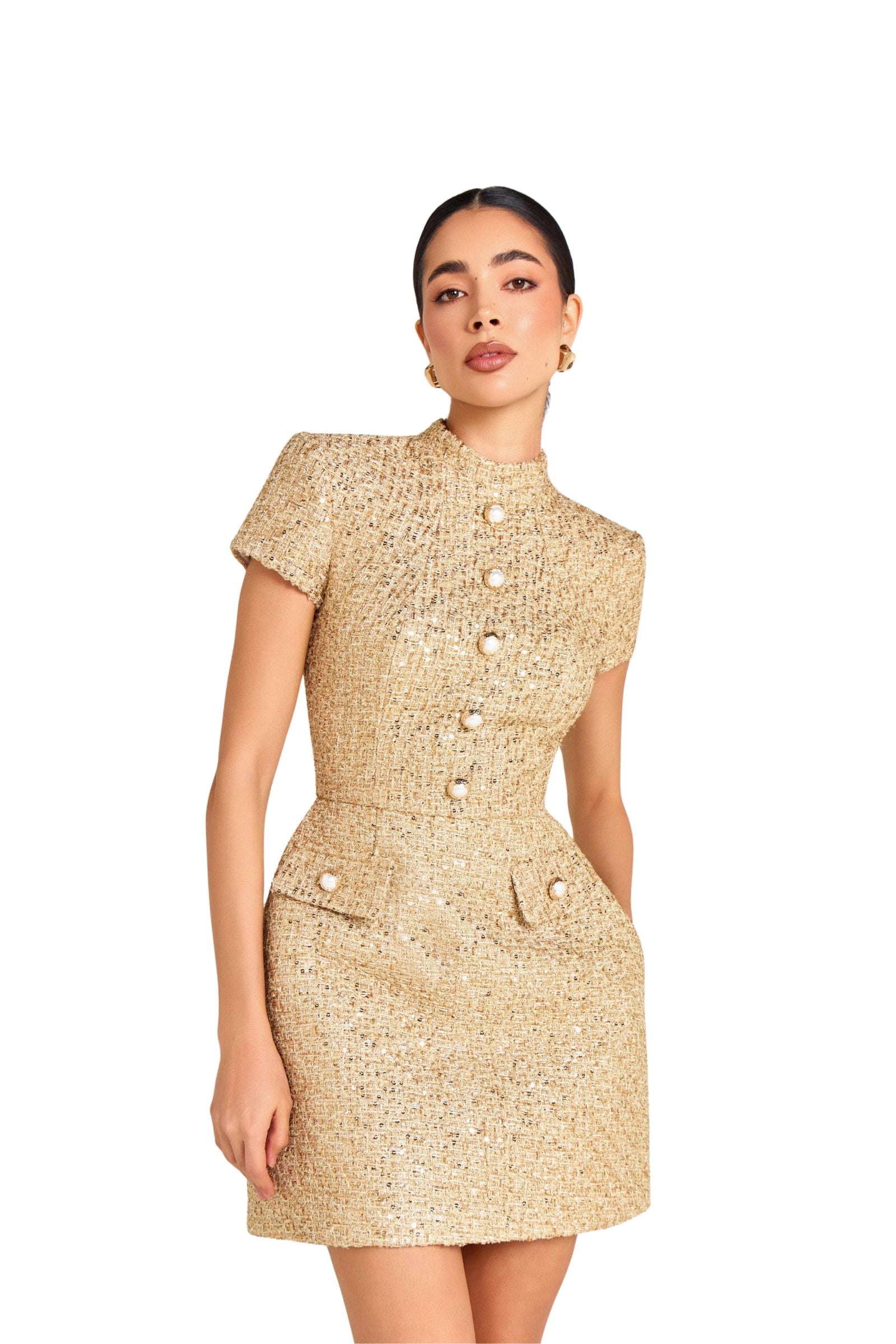 Loue Robe Nadine Merabi doré  | Extended