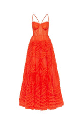 Tangerine Tulle Ornament Maxi Dress