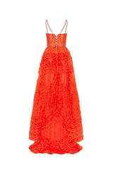Tangerine Tulle Ornament Maxi Dress