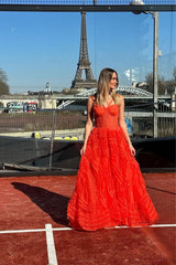 Tangerine Tulle Ornament Maxi Dress