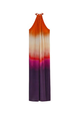 Robe satinée col rigide strass