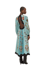 Robe midi à manches longues brodées